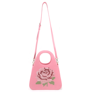 Cute Women's Floral <b>Print</b> Pattern <b>Mini</b> Pink Top Handle Bag with Zipper Closure and Inner Pocket Custom Design Manufacturer - Product Image 3