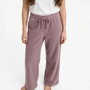 Women Mauve Wide Leg Sweatpants High Waist Drawstring Lounge Pants Relaxed Fit Soft Casual <b>Trousers</b> Custom Colors Sizes Logo OEM - Product Image 5