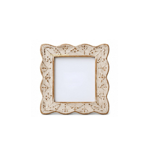 Rustic Square <b>Wooden</b> <b>Photo</b> <b>Frame</b> with Handmade Carved Floral Accents - Product Image 2