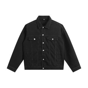 Veste en jean unisexe surdimensionnée délavée style streetwear vintage pour hommes, plusieurs couleurs : rose, noir, kaki, en coton - Product Image 5