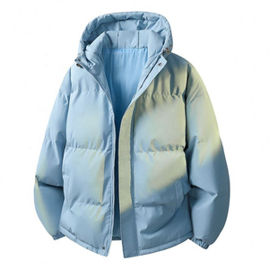 Men's <b>Winter</b> Hooded Puffer <b>Jacket</b> Casual <b>Waterproof</b> Breathable Eco-Friendly Polyester Fiber Filling Zipper Closure Windproof - Product Image 2