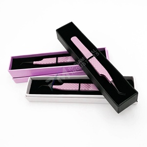<b>Pink</b> Stainless Steel Eyelash Tweezers Precision Tip Professional Lash Extension <b>Tool</b> <b>Box</b> Packaging - Product Image 2