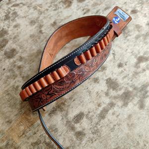 Ceinture porte-cartouches en cuir de vache véritable de haute qualité, durable et élégante, accessoire de chasse pour ceinture à munitions, ceinture de chasse, porte-cartouches de fusil - Product Image 3