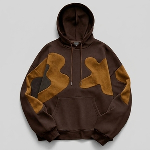 Men's Black Orange Color Blocking Half <b>Zip</b> <b>Hoodie</b> Oversized Fit Eco-Friendly Windproof Streetwear Style <b>Pocket</b> Front Print - Product Image 3