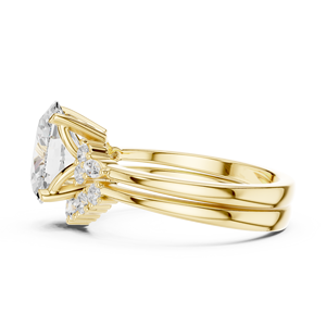 Anillo de Diamante Cultivado en Laboratorio con Certificado IGI de Oro de 14K de Lujo Aries Jewel, Corte Ovalado de 2.50 CT con Banda a Juego, Anillo de Compromiso y Boda para Mujer - Product Image 3