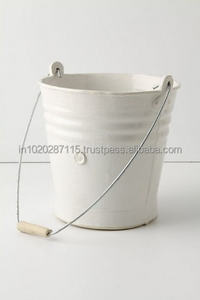 Cubo de maceta galvanizado de granja con textura de metal desgastado y gráfico impreso para jardines temáticos al aire libre - Product Image 2