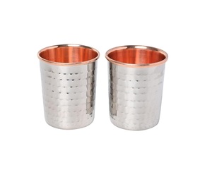 Verre à boire en cuivre pur, finition martelée, design traditionnel, marque privée, bien-être ayurvédique, gobelet à eau - Product Image 6