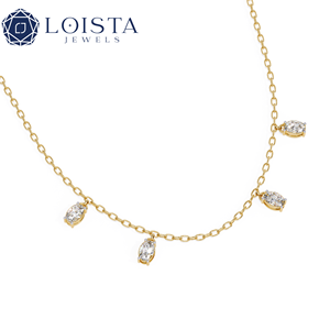 Collier de luxe personnalisé en or pur avec diamant de laboratoire, cadeau d'anniversaire, bijoux pour femmes, pendentif en diamants synthétiques - Product Image 1