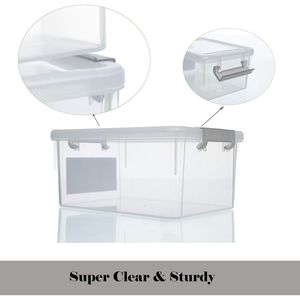 Set di 10 Contenitori in Plastica Trasparente Bianca da 1,3 Qt, Scatole Impilabili di Piccole Dimensioni con Coperchi per Organizzazione - Product Image 4