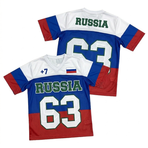 Camiseta de Fútbol de Rusia para Hombre, Manga Corta, Sublimada, Malla de Poliéster, Transpirable, Cuello en V, Corte Regular, Ropa Deportiva de Equipo - Product Image 1