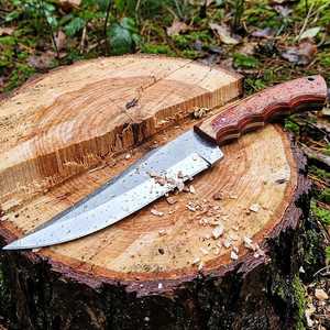 Cuchillo de Caza y Camping Hecho a Mano, Acero 440C, con Mango de Madera, Personalizado con Funda de Cuero, Venta Caliente - Product Image 3