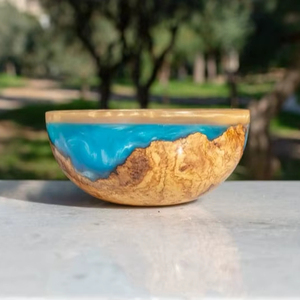 ชามไม้เรซิ่นธรรมชาติรักษ์โลก ขัดเงาอย่างดี สำหรับเสิร์ฟสลัด งานเลี้ยง งานปาร์ตี้ ชามไม้เคลือบอีพ็อกซี่เรซิ่น - Product Image 1