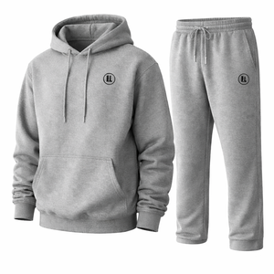 Ensemble de survêtement en molleton de coton pour femme, coupe ample, avec sweat à capuche, 2 pièces, pour sports d'hiver et jogging - Product Image 1