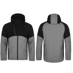 Chaqueta de Esquí con Capucha para Hombre, Diseño Color Block Negro y Gris, Lana, Impermeable, Resistente al Viento, Transpirable, Cierre de Cremallera - Tecnología Tex - Product Image 5