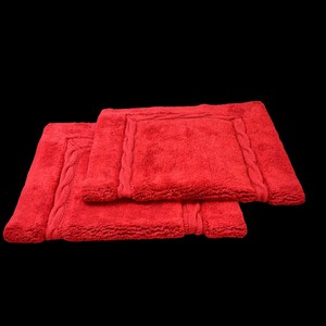 Red Rectangle Cotton Tufted <b>Bath</b> <b>Mat</b> With <b>Non</b>-<b>Slip</b> Rubber Backing Classic Style Machine Washable Home Use - Product Image 6