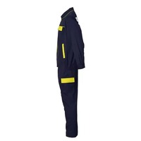 Overol de Trabajo Azul Marino para Hombre con Franjas Reflectantes Amarillas de Alta Visibilidad, Impermeable, Talla Grande, Uniforme de Poliéster