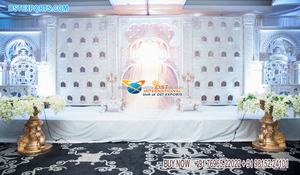 Decoración de escenario de recepción de boda glamorosa con impresionantes pilares FRP escenario abierto para impresionantes eventos de boda - Product Image 4