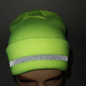 หมวกบีนนี่สะท้อนแสงสำหรับวิ่งกลางคืน ปี 2026 รุ่นที่ดีที่สุด สำหรับผู้ใหญ่ มองเห็นได้ชัดเจน ลายสก็อต สีนีออน หมวกถักนิตติ้งทั่วไป - Product Image 4