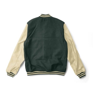 Chaqueta Varsity Verde y Beige para Hombre con Cierre de Botones, Corte Regular, Estilo Casual, para Otoño - Product Image 2