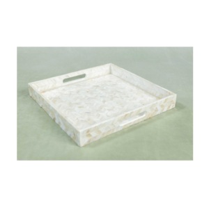Indian Manufacturing White Mother of Pearl Serving Tray At Competitive Price Luxrury Modern <b>MOP</b> Tray From India - Product Image 1