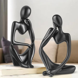 Estatua de pensador decorativa para el hogar moderno superventas, ambiente dorado para sala de estar, oficina, escritorio, abstracto de aluminio - Product Image 5