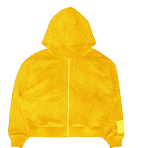 Sudadera con capucha unisex con cremallera y estampado de puntos grises, corte regular, informal, de punto, poliéster, para invierno. - Product Image 2
