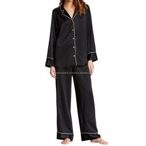 Conjunto de ropa de dormir tejida de lujo con estampado de seda 100% para mujer, ropa de dormir cómoda informal elegante para todas las estaciones, suministro ODM - Product Image 2