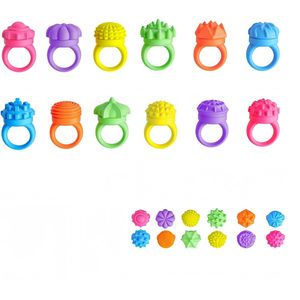 Set di Fidget Spinner in Silicone con 12 Cappucci Testurizzati e Funzione Click per Alleviare lo Stress e Migliorare la Concentrazione nel Lavoro, Anelli e Cubi Tattili Antistress - Product Image 1