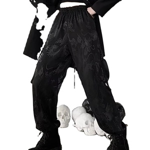 Pants <b>Women</b> Printed High Waist Loose Straight <b>Trousers</b> Street Grunge Dark Cargo Pants - Product Image 4