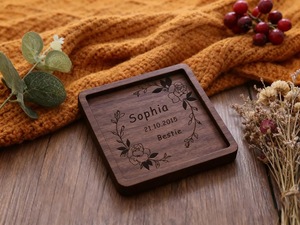 Wholesale ILAHI's Eco-Friendly Brown Square Wooden Coaster Classic Design Tabletop <b>Protective</b> Accessory Customizable Size Home - Product Image 1