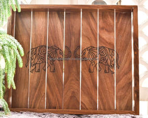 ถาดเสิร์ฟไม้แบบใหม่ล่าสุดพร้อมหูจับ ถาดเสิร์ฟตกแต่งสำหรับอาหารและกาแฟ - Product Image 1