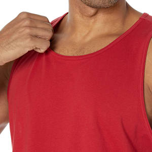 Camiseta sin mangas informal de punto con cuello redondo y color amarillo liso para hombre - Product Image 4