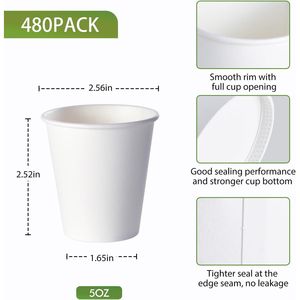 Set di 480 Bicchieri di Carta Usa e Getta da 5 oz, Mini Bicchieri per Collutorio, Ideali per Feste, Picnic e Barbecue - Product Image 2
