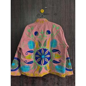 เสื้อแจ็คเก็ตกำมะหยี่ปักลายดอกซูซานีสำหรับผู้หญิง เสื้อโค้ทโบโฮงานฝีมือแบบกลับด้านได้สำหรับงานเทศกาล - Product Image 3