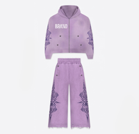 Ensemble de survêtement Y2K deux pièces pour homme, personnalisé OEM, style streetwear tendance, avec motifs graphiques usés, imprimé et strass, en tissu épais
