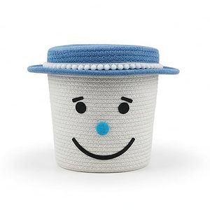 Customised Handwoven Factory Wholesale Cotton Rope Storage Baskets Cute Baby Smile Face With Cover Candy Baskets - Product Image 1