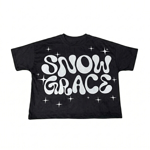 T-shirt à manches courtes surdimensionné imprimé Snow Grace pour homme, col rond décontracté, jersey 100% coton - Product Image 1