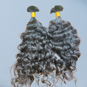 Extensiones de Cabello Humano Virgen Remy del Sur de la India, Doble Trama, Ondulado Suelto, Ondulado Profundo, Negro Natural, Cabello a Granel, Venta al por Mayor de Fábrica - Product Image 2