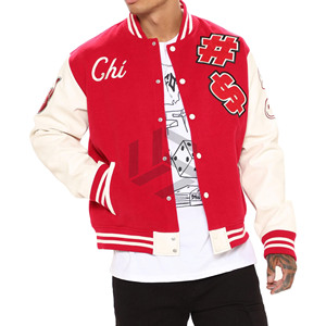 Varsity Letterman Plus Size Bomber Jackets High Quality Wool Men's Outdoor Wind Resistant Street Wear College Basket Ball Jacket - Product Image 1