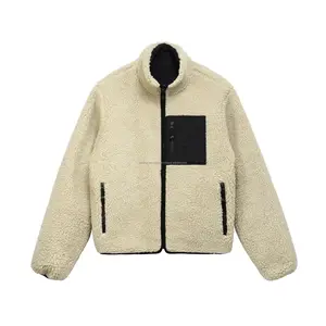 Novo teddy marca outdoor polar impressão 8 ball inverno jaqueta sherpa para homens reversível sherpa velo streetwear pele atacado quadril