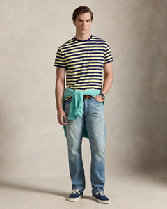 เสื้อยืดลายทางผู้ชายโลโก้แบบกำหนดเอง – ผ้าฝ้าย 100% คุณภาพสูง เนื้อนุ่ม สวมใส่สบาย แขนสั้น เสื้อยืดพื้นฐานสำหรับฤดูร้อน ใส่ได้ทุกวัน - Product Image 3