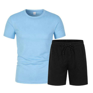 Ensemble T-shirt blanc et short noir pour homme – Col rond, couleur unie, décontracté, respirant, tricoté – Collection été 2026 – Grande Vente - Product Image 2