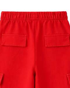 Pantalon cargo ample rouge vif pour femme, taille élastique, en molleton décontracté, coupe ample, streetwear, confortable, pour l'hiver - Product Image 6