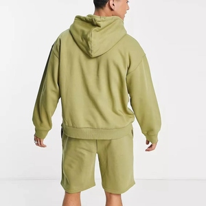 Ensemble jogging unisexe haut de gamme : sweat à capuche et short, streetwear décontracté, logo personnalisé, molleton de coton respirant, idéal pour l'entraînement et la gym en automne - Product Image 3