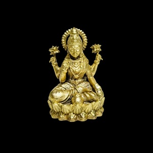 Auspicioso Ídolo de la Diosa Lakshmi en Latón, Murti Hindú Decorativo para el Hogar, Templo, Sala de Pooja, Bendiciones de Riqueza y Regalos - Product Image 1