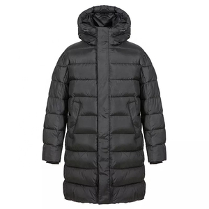 Parka longue noire à capuche OEM Heavy Best Bubble, manteau matelassé brillant personnalisé pour homme - Product Image 1