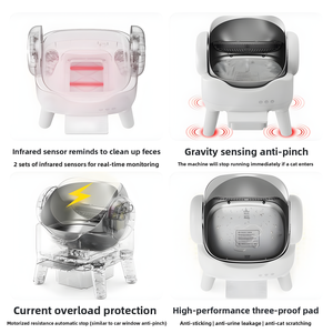 Bac à litière automatique intelligent pour chat, forme ovale, sans poussière, contrôle des odeurs, nettoyage facile, grande capacité 74L, matériau ABS+PP, application pour chats - Product Image 5