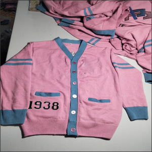 School College University Men's V-neck Knitted Fleece <b>Cardigan</b> <b>Sweater</b> Breathable Wool/Nylon Lace Decoration Long Sleeves - Product Image 3