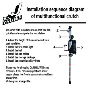 Canne ergonomique portable en aluminium pour adultes et seniors, hauteur réglable, bâton de marche et de voyage multifonctionnel avec lumière nocturne intégrée - Product Image 4