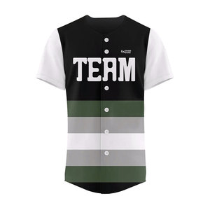 <b>Half</b> Sleeve Heat Transfer Printed Baseball Jersey Custom <b>Button</b> Closure Regular Length Sublimation Printed Baseball Jersey - Product Image 1